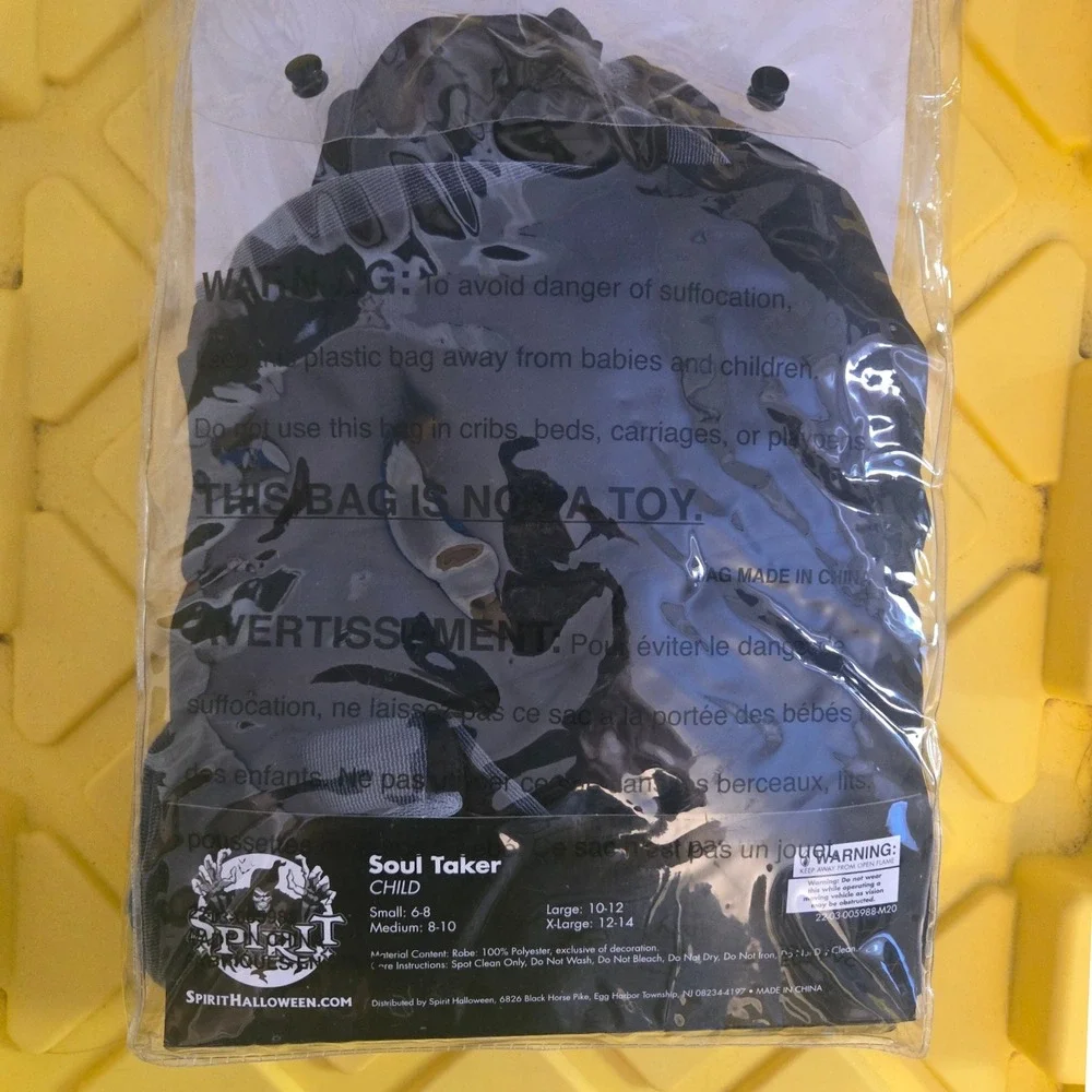 Spirit Halloween Soul Taker Costume Child Extra Large XL 12-14 Hooded Robe‎